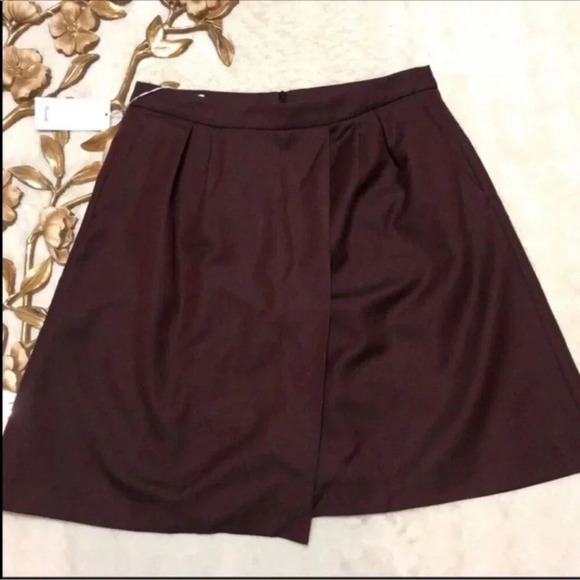 NWT Faconnable Egg Plant Pleated Faux Wrap Skirt - Picture 2 of 10